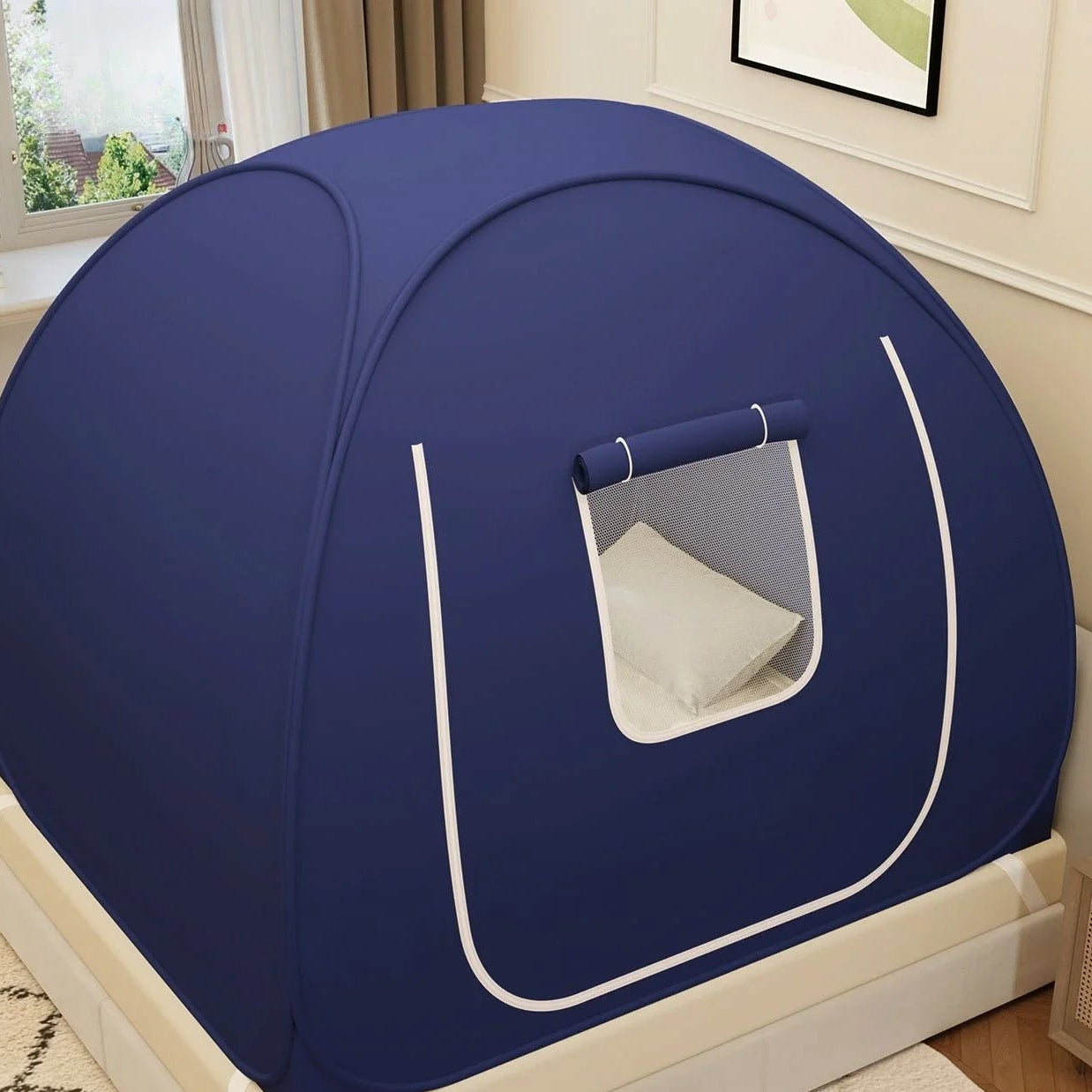 tente de lit enfant yourte bedyurt rond bleu fonce