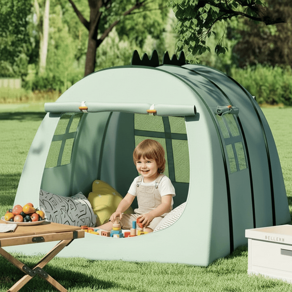 enfant dans tente enfant maison de jeu verte playhouse