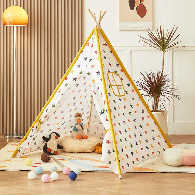 tipi enfant avec motifs en etoiles colorées 