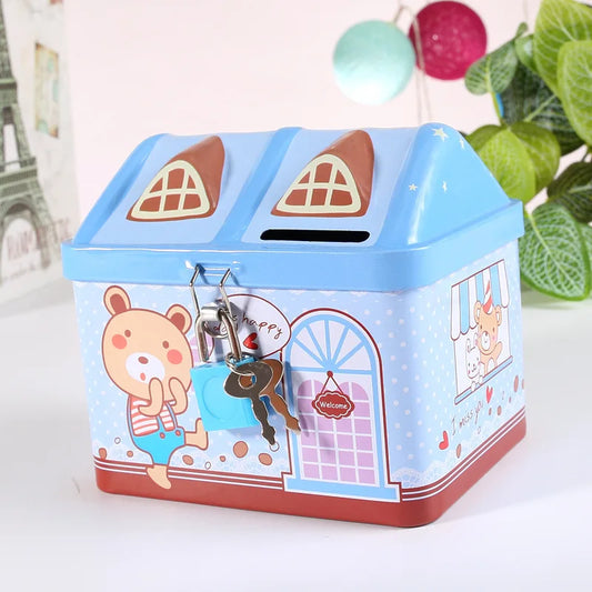 tirelire enfant maison bankbox bleu ours