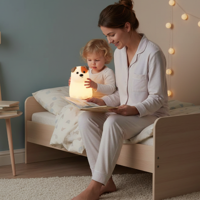 Veilleuse chien – maman et enfant
