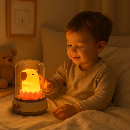 veilleuse enfant capybara avec enfant